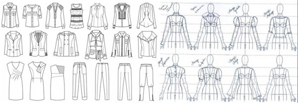 Desenho técnico de roupa feminina